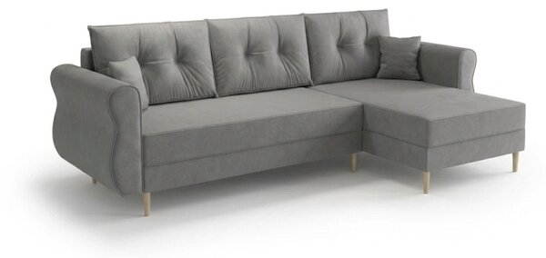 Canapea extensibila de colt SILVIANO, gri, reversibila, 230x140 cm