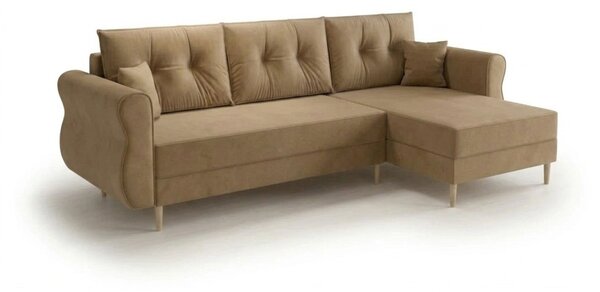 Canapea extensibila de colt SILVIANO, bej, reversibila, 230x140 cm