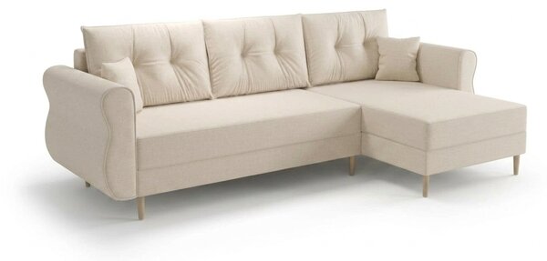 Canapea extensibila de colt SILVIANO, crem, reversibila, 230x140 cm