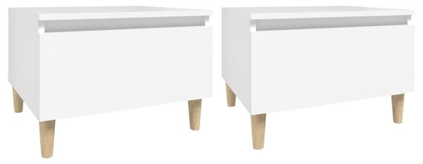 Mese laterale, 2 buc., alb, 50x46x35 cm, lemn compozit