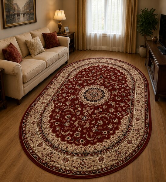 Covor Clasic, Lotos 545, Oval, Grena, 200x300 cm