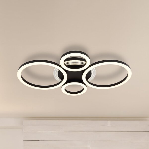 Globo Plafonieră LED Loretta, negru, metal, 53 cm, CCT, Negru, Camera de zi / sufragerie, Metal