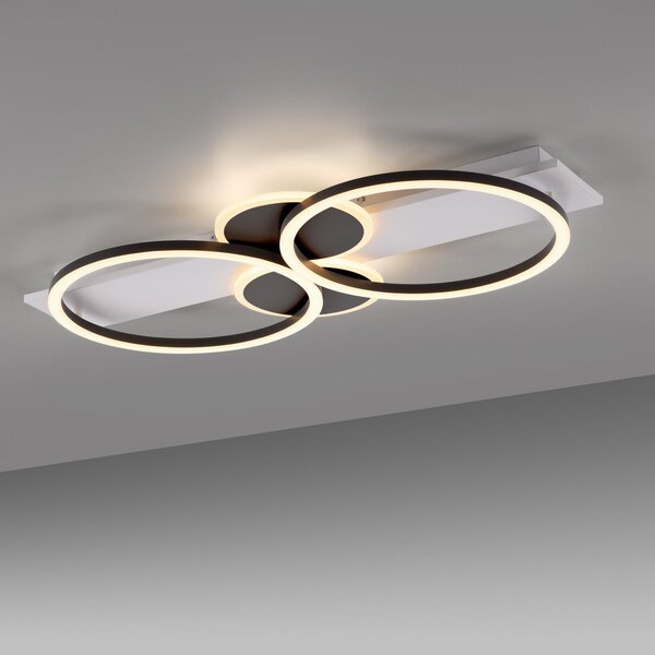 JUST LIGHT. GmbH Plafonieră LED Trooper, alb, negru, fier, Alb, Camera de zi / sufragerie, Metal, Modern