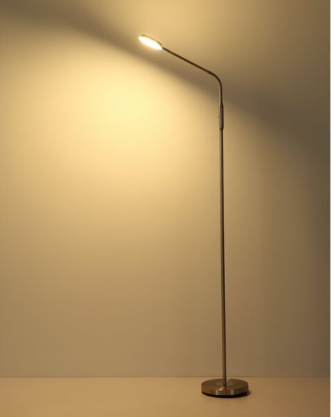 Globo Lampadar LED Silvio, culoare nichel, CCT, dimabil, reglabil, Gri, Camera de zi / sufragerie