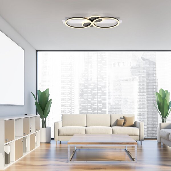 JUST LIGHT. GmbH Plafonieră LED Trooper, alb, negru, fier, Alb, Camera de zi / sufragerie, Metal, Modern