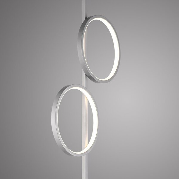 JUST LIGHT. GmbH Lampadar LED Mini-Ritus, argintie, din fier, cu 2 inele, Metalic, Camera de zi / sufragerie, Metal, Modern