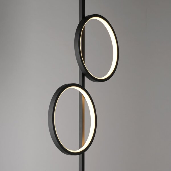 JUST LIGHT. GmbH Lampadar LED Mini-Ritus, negru, fier, 2 inele, Negru, Camera de zi / sufragerie, Metal, Modern