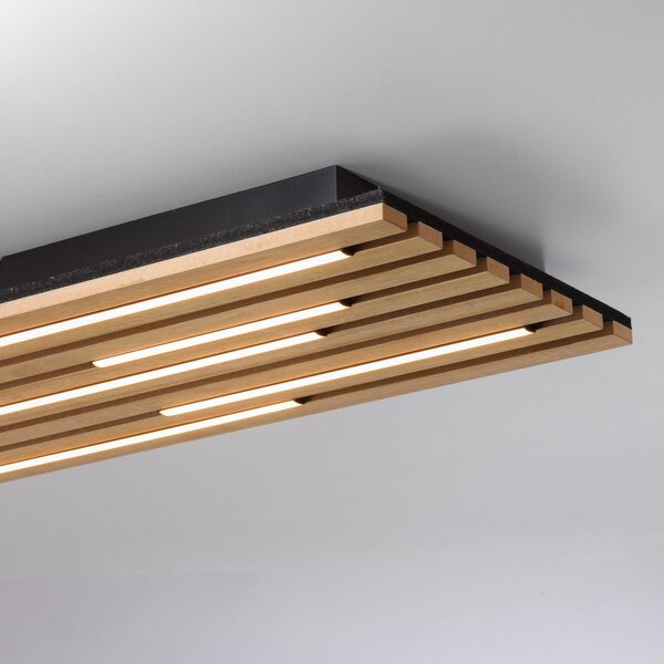 JUST LIGHT. GmbH Plafonieră LED Acustic, 80 x 30 cm, lemn natural, metal, Lemn, Camera de zi / sufragerie, Lemn, Modern