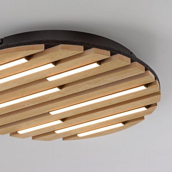 JUST LIGHT. GmbH Plafonieră LED Acoustic, Ø 38 cm, lemn natural, metal, Lemn, Camera de zi / sufragerie, Lemn, Modern