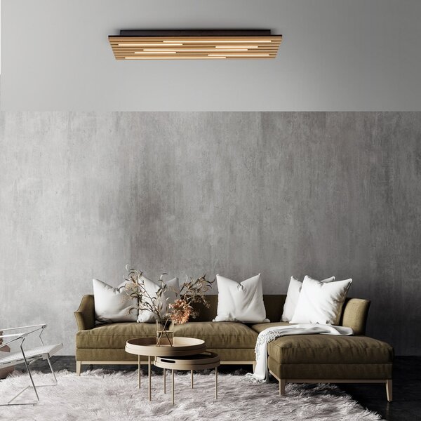 JUST LIGHT. GmbH Plafonieră LED Acustic, 80 x 30 cm, lemn natural, metal, Lemn, Camera de zi / sufragerie, Lemn, Modern