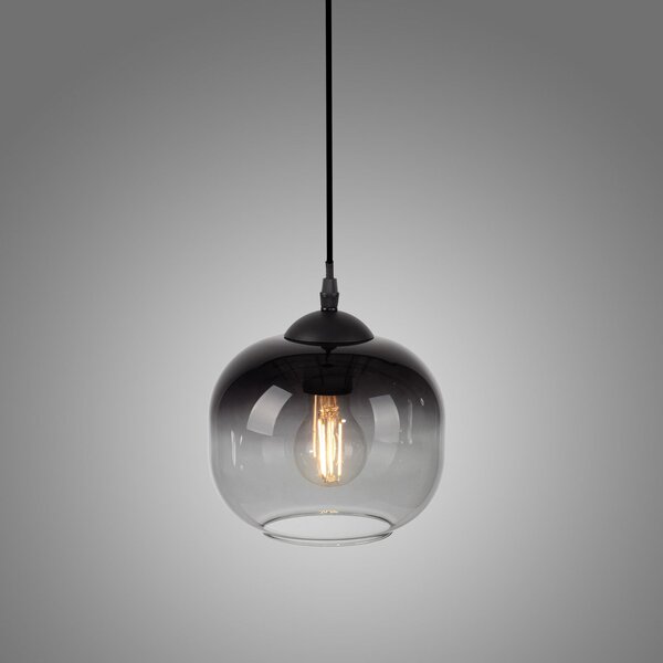 JUST LIGHT. GmbH Lampă suspendată Zea, 1 bec, gri fumuriu/negru, sticlă, E27, Gri, Camera de zi / sufragerie, Sticlă, Modern