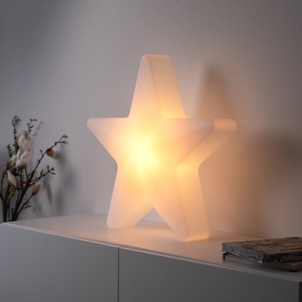 JUST LIGHT. GmbH Lampă decorativă cu LED și baterie Star, înălțime 55 cm, IP44, alb, RGBW, reglabil, Alb, Camera de zi / sufragerie, Plastic