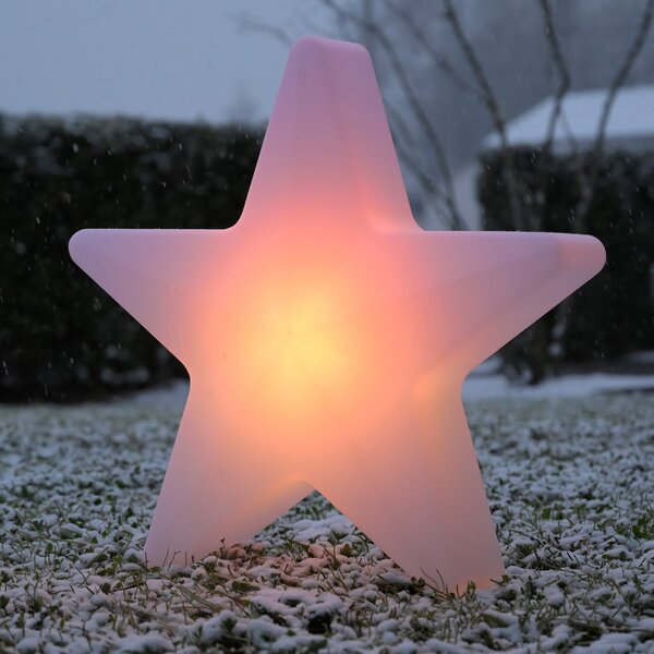 JUST LIGHT. GmbH Lampă decorativă cu LED și baterie Star, înălțime 55 cm, IP44, alb, RGBW, reglabil, Alb, Camera de zi / sufragerie, Plastic