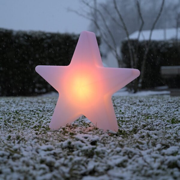 JUST LIGHT. GmbH Lampă decorativă cu LED și baterie Star, înălțime 39,5 cm, IP44, alb, RGBW, reglabil, Alb, Camera de zi / sufragerie, Plastic