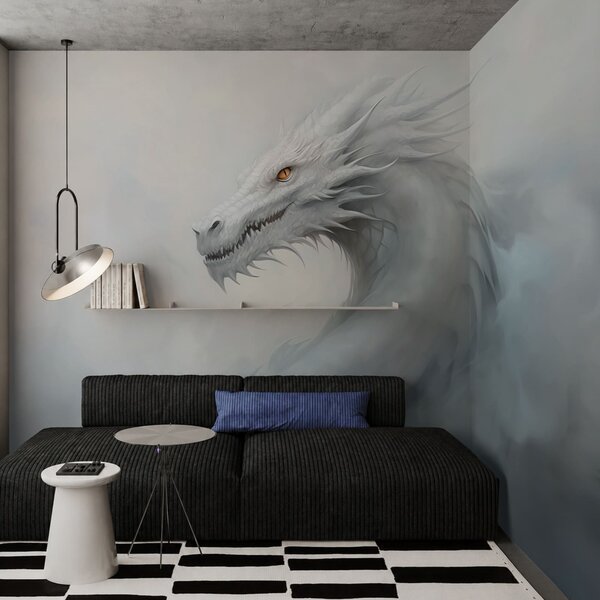 Fototapet Dragonul alb printre nori, Fototapet unicorni, Fototapet populare, w03842 - Tapeko.ro