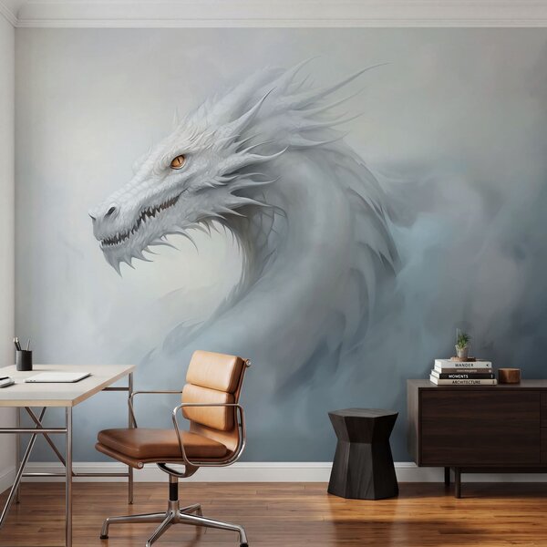 Fototapet Dragonul alb printre nori, Fototapet unicorni, Fototapet populare, w03842 - Tapeko.ro