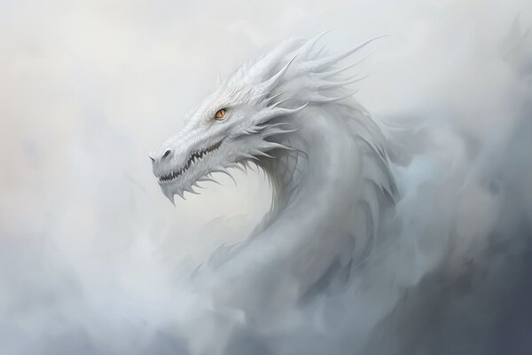 Fototapet Dragonul alb printre nori, Fototapet unicorni, Fototapet populare, w03842 - Tapeko.ro