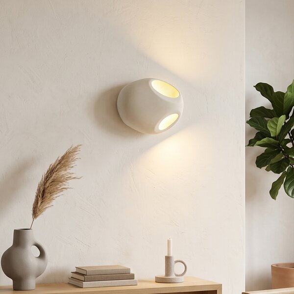 Lampă de perete Japandi Crem Rotundă 28cm - Pietra