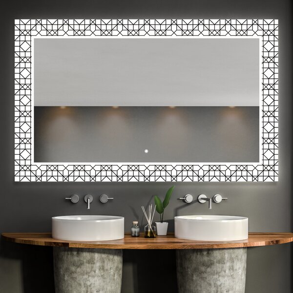 Oglindă decorativă cu iluminare de fundal pentru baie - Industrial