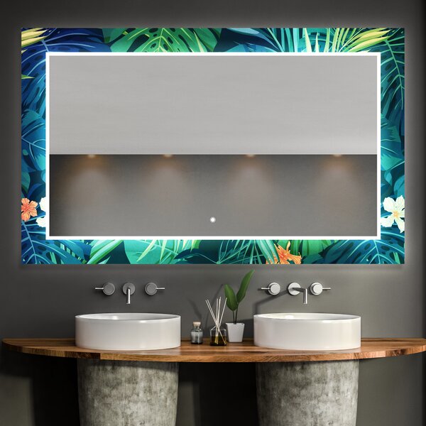 Oglindă decorativă cu iluminare de fundal pentru baie - Tropical