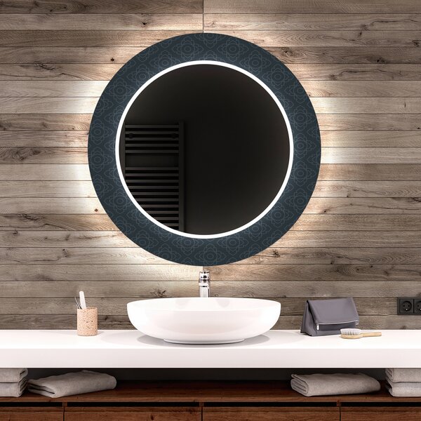 Oglindă rotundă decorativă cu iluminare de fundal pentru baie - Elegant