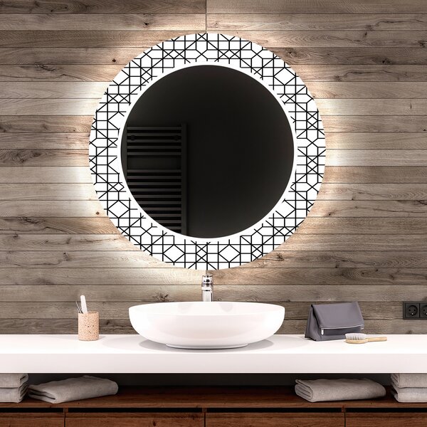 Oglindă rotundă decorativă cu iluminare de fundal pentru baie - Industrial
