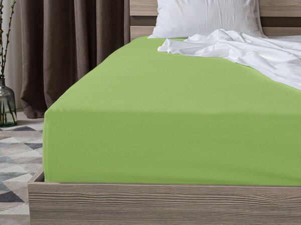 Cearsaf Jersey EXCLUSIVE cu elastic verde 200 x 220 cm