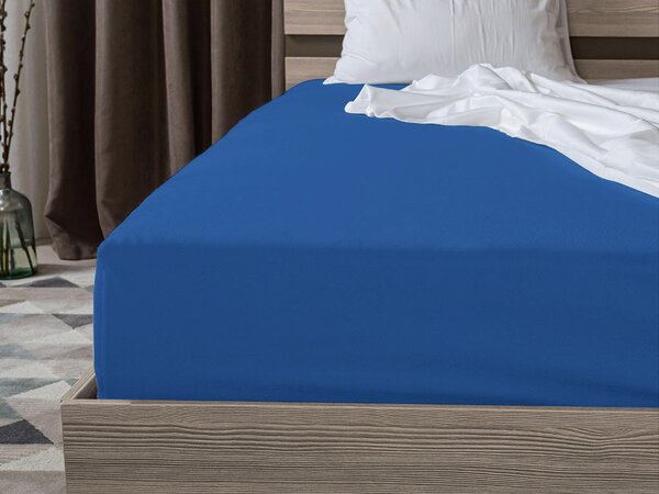 Cearsaf Jersey EXCLUSIVE cu elastic albastru inchis 160 x 200 cm