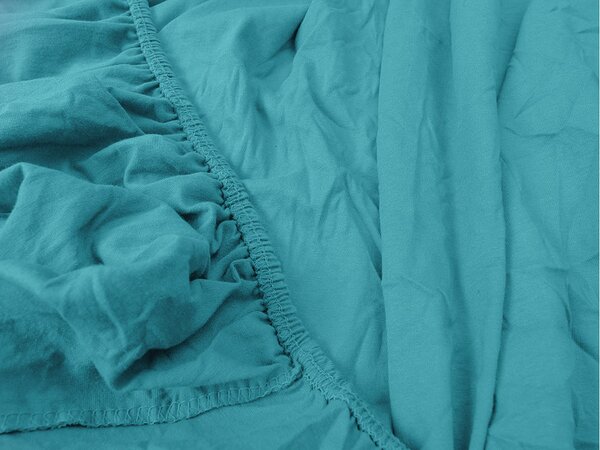 Cearsaf Jersey cu elastic 90x200 cm turcoaz
