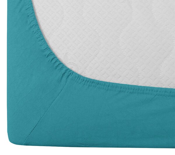 Cearsaf Jersey cu elastic 90x200 cm turcoaz