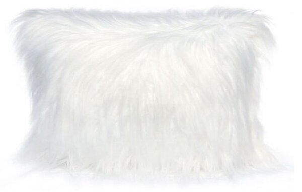 Perna decorativa pufoasa din blanita artificiala, 30x50 cm, culoare alb