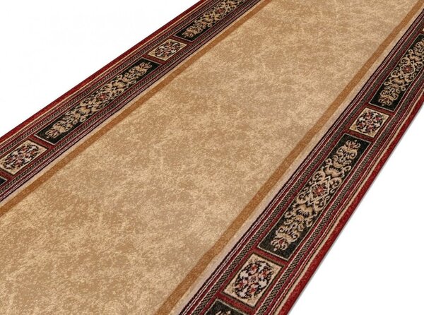 Traversa Hol Pensiune Hotel Biserica, Model Lotos 518 120, Latime 60 cm, Rosu Grena Bej, Festonata la capete Dreptunghi, 60 x 800