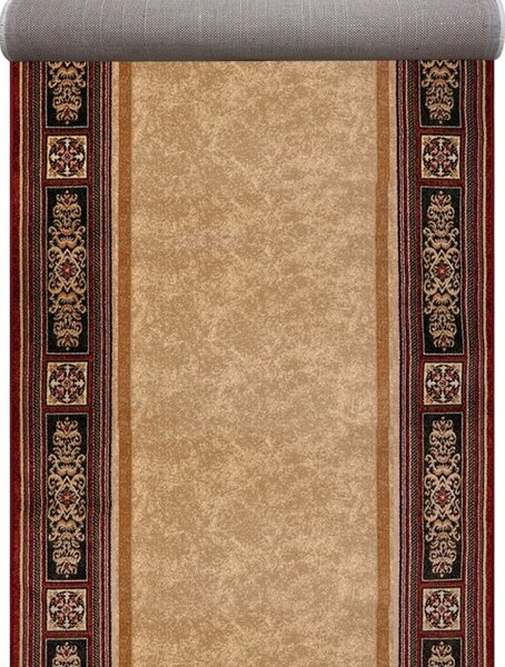Traversa Hol Pensiune Hotel Biserica, Model Lotos 518 120, Latime 120 cm, Rosu Grena Bej, Festonata la capete 120 x 300