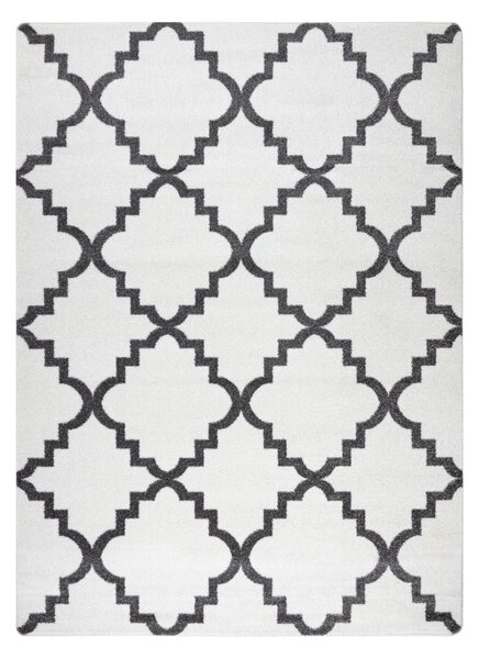 Covor Sketch - F343 cremă și gri marocani Trellis