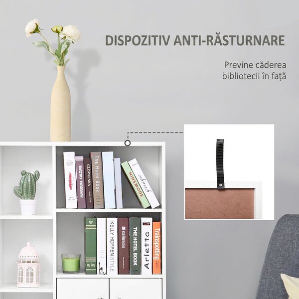 Biblioteca cu Picioare din Lemn din Pin Alb 80 x 23.5 x 118cm HOMCOM | Aosom Romania