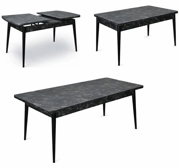 Resigilat:Masa extensibila Dining Homs marmorat negru 170 x 80 cm