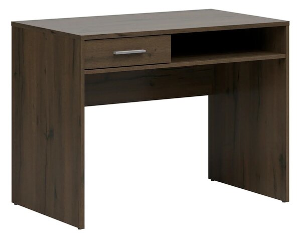 Birou NEPO PLUS, stejar inchis, PAL laminat, cu un sertar, 100x59x76 cm