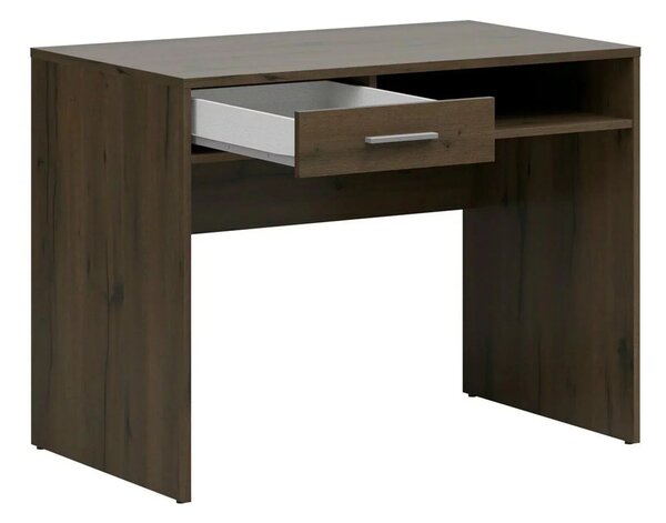 Birou NEPO PLUS, stejar inchis, PAL laminat, cu un sertar, 100x59x76 cm