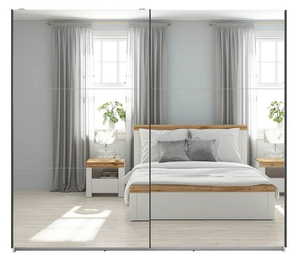 Dressing TETRIX, alb lucios, PAL, cu 2 usi si oglinzi, 220x60x196 cm