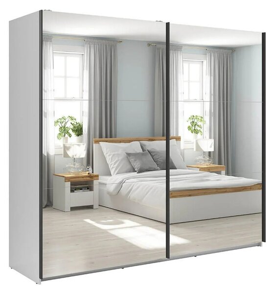 Dressing TETRIX, alb lucios, PAL, cu 2 usi si oglinzi, 220x60x196 cm