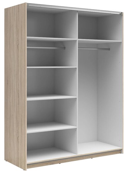 Dulap TETRIX, stejar sonoma/alb lucios, PAL, cu 2 usi, 154x60x196 cm