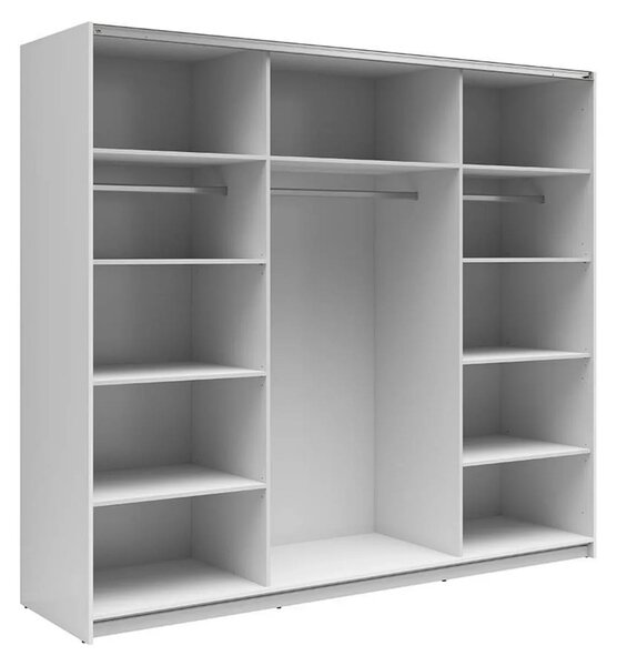 Dressing TETRIX, alb lucios, PAL, cu 2 usi si oglinzi, 220x60x196 cm