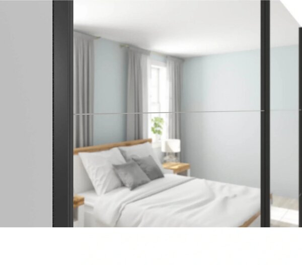 Dressing TETRIX, alb lucios, PAL, cu 2 usi si oglinzi, 220x60x196 cm