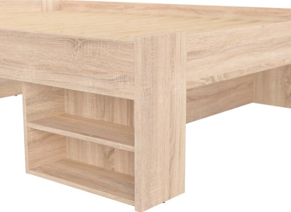 Cadru pat NEPO PLUS 160x200, stejar sonoma, PAL laminat, cu spatiu dep