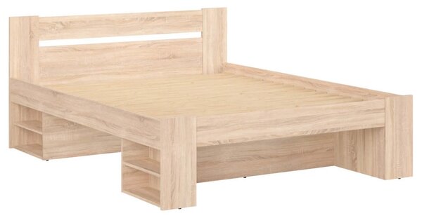 Cadru pat NEPO PLUS 160x200, stejar sonoma, PAL laminat, cu spatiu dep