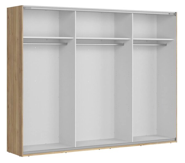 Dressing GLAMOUR, stejar/casmir, PAL, cu 3 usi, 270x61x211 cm