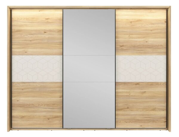 Dressing GLAMOUR, stejar/casmir, PAL, cu 3 usi, 270x61x211 cm