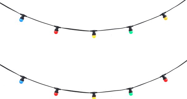 Ghirlandă luminoasă neagră conectabilă cu priză, 6m, incluzând 10 lumini multicolore E27 IP65 - Lubber
