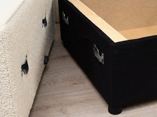 Canapea extensibila de colt SMART BOUCLE, gri-bej, reversibila, 232x143 cm