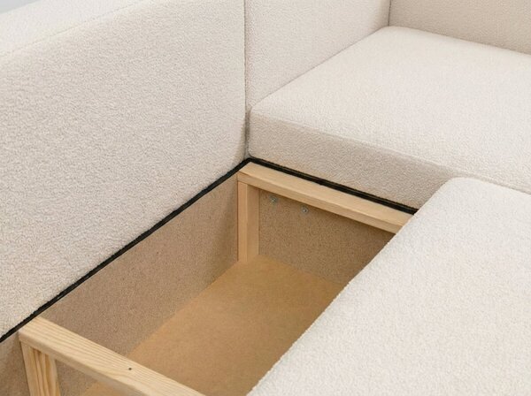 Canapea extensibila de colt SMART BOUCLE, gri-bej, reversibila, 232x143 cm